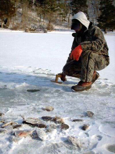 Ice fishing in central Missouri